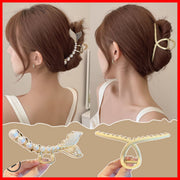 2 pieces - Pearl and rhinestone hairpins for women, large summer hairpins for the back of the head, shark clips, temperament ball hair knot clips, sweet pearl amphibole bangs clips, temperament super fairy hairpins, versatile side clips, hair accessories
