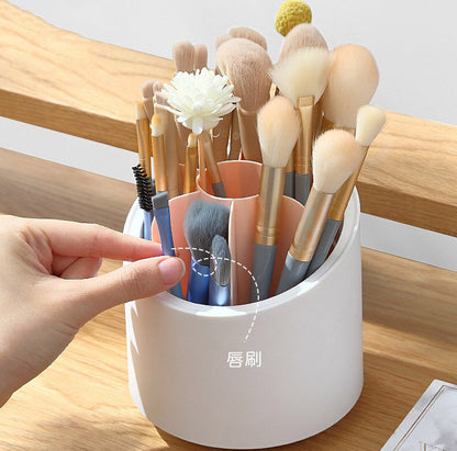 Muji style simple storage box makeup brush storage rack 360° rotating pen holder student desktop office stationery storage bucket cosmetics storage storage box