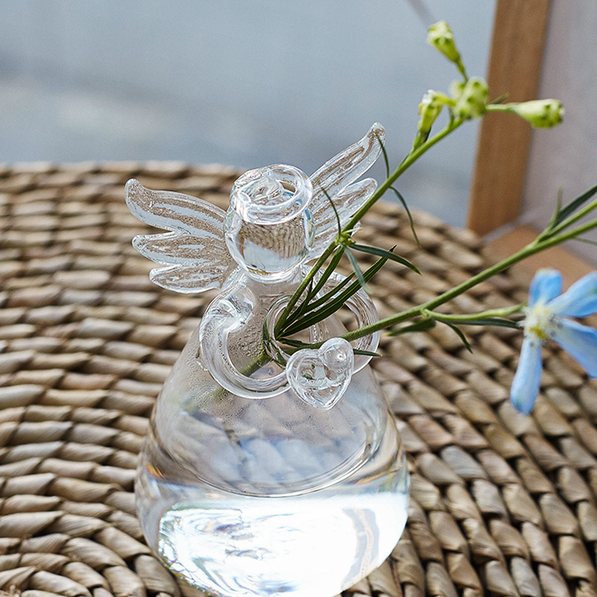 2個 小天使玻璃花瓶花樽 北歐客廳茶几桌面天使玻璃水培小花瓶 花瓶