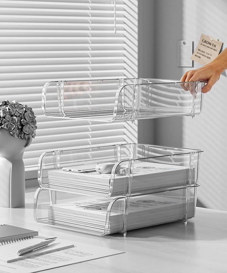 A4 transparent desktop storage box dormitory file plastic storage shelf multi-layer desktop bedroom storage rack