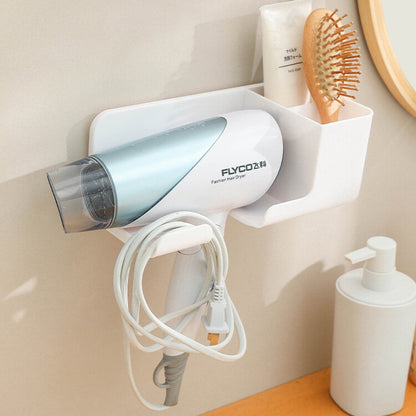 Wall-mounted double-compartment storage rack hair dryer organizer can be wound large diameter hair dryer rack comb storage box storage box