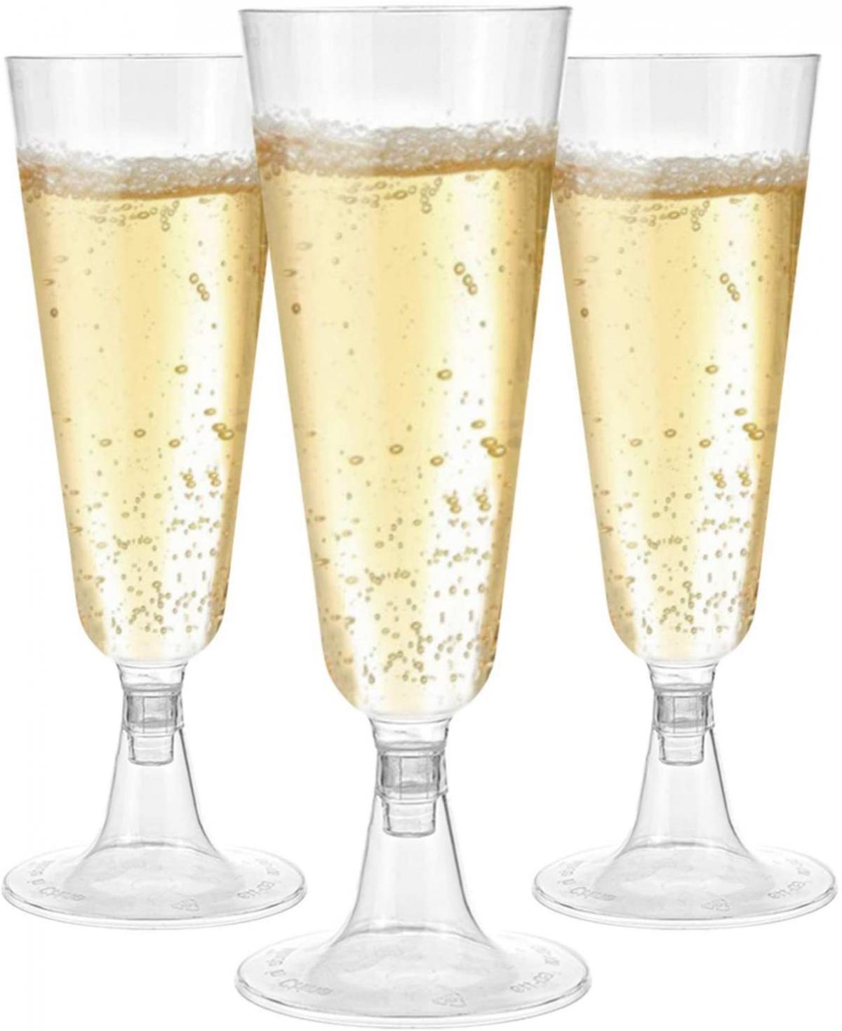 一次性香槟杯高脚杯塑料试饮杯香槟杯鸡尾酒杯12个一套红酒杯