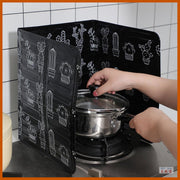 2-pack with clips - Kitchen Foil Oil Splash Guard, Anti-Scald, Frying Oil Splatter Screen, Foil Panel, Cactus Design, 1 pc for Double Burner