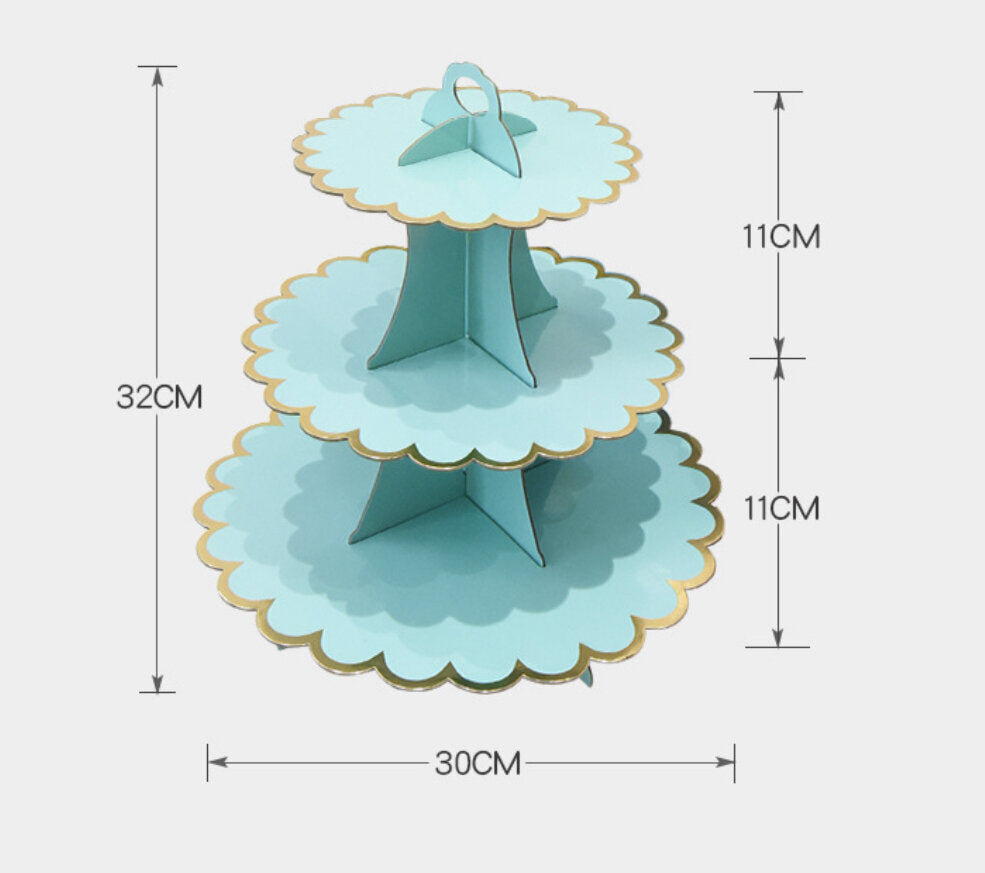 Three-tier dessert stand cake stand Cupcake stand afternoon tea party plate three-tier paper dessert cake stand birthday party supplies decorative supplies disposable tableware