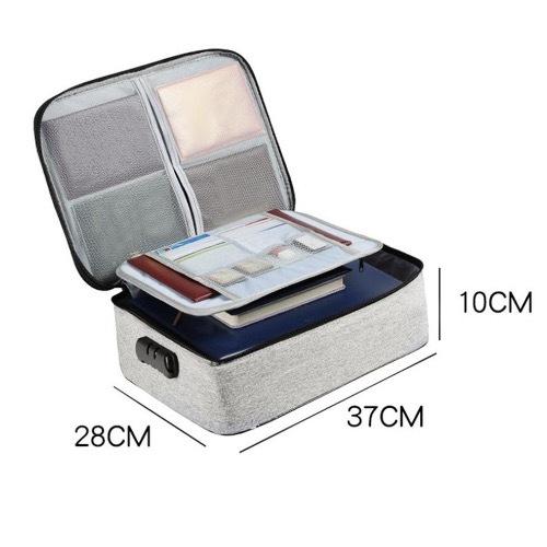 [灰色] 大容量證件包 多層防火檔案文件袋 旅行護照證件收納包 [平行進口]