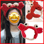 1 Cute Crab Claw Headband Headband Face Washing Bandana Headband-Red