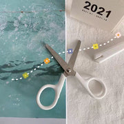 Unprinted style white portable handmade scissors, safe and good-looking student handbook, cutting tool without protective cover