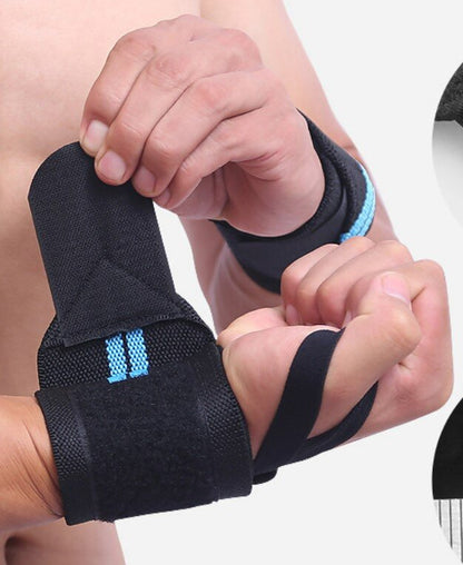奧力克斯 AOLIKES運動護腕-2入 纏繞式 重訓綁帶 加壓健身護腕 黑+藍 其他運動防護